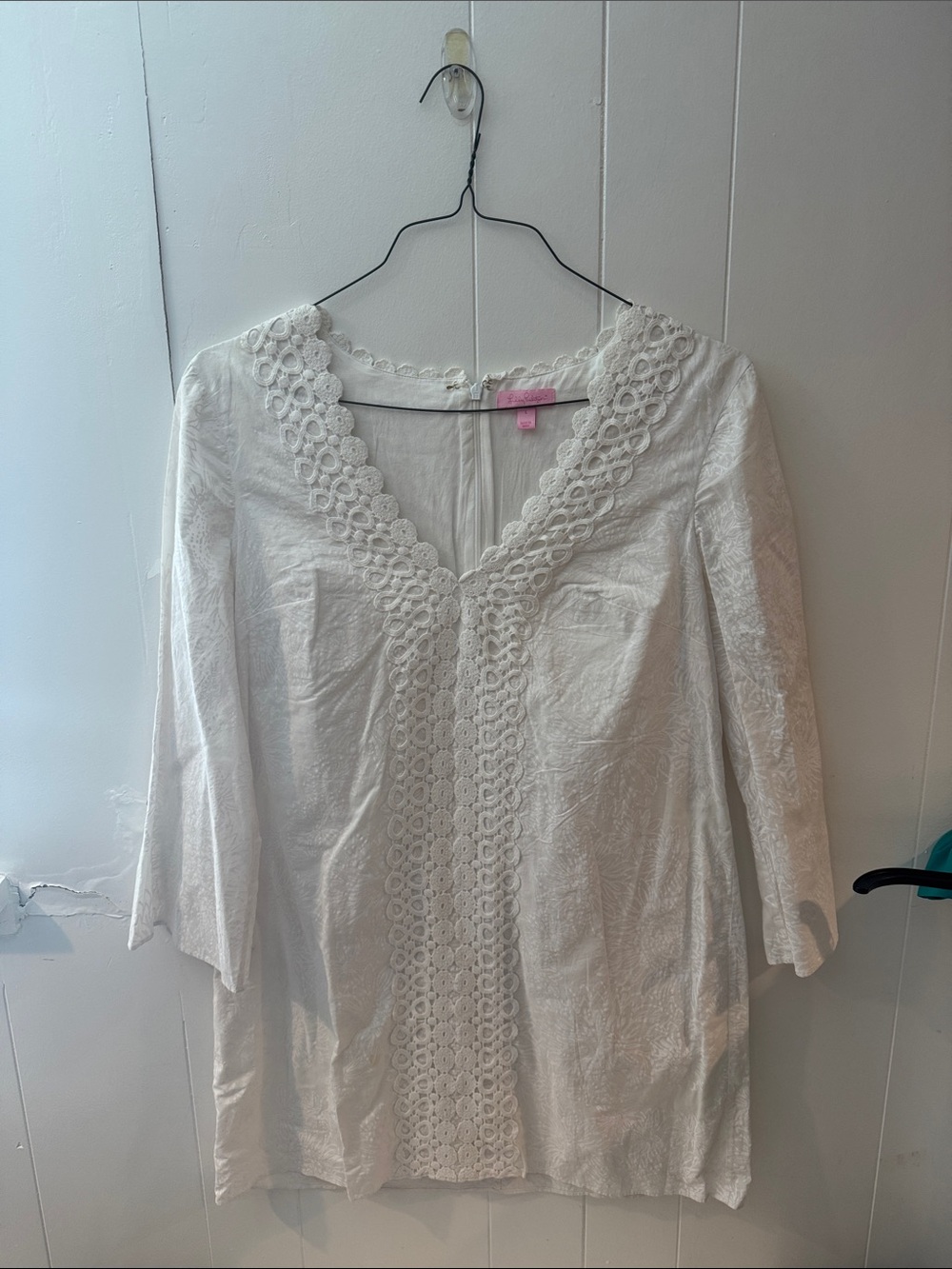 Lilly Pulitzer White Crochet-Trim V-Neck Tunic
